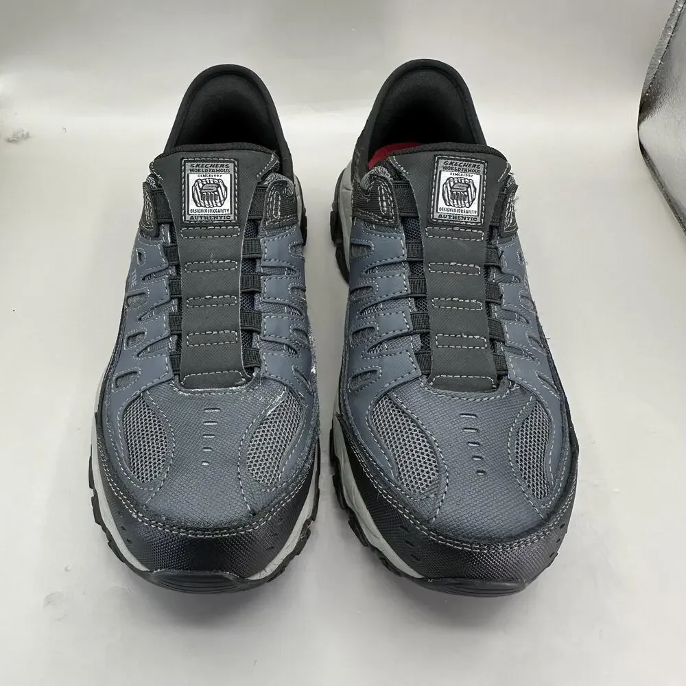 Skechers Work Slip-ins Steel Toe Shoes Mens 7.5 Gray Leather Safety Sneakers